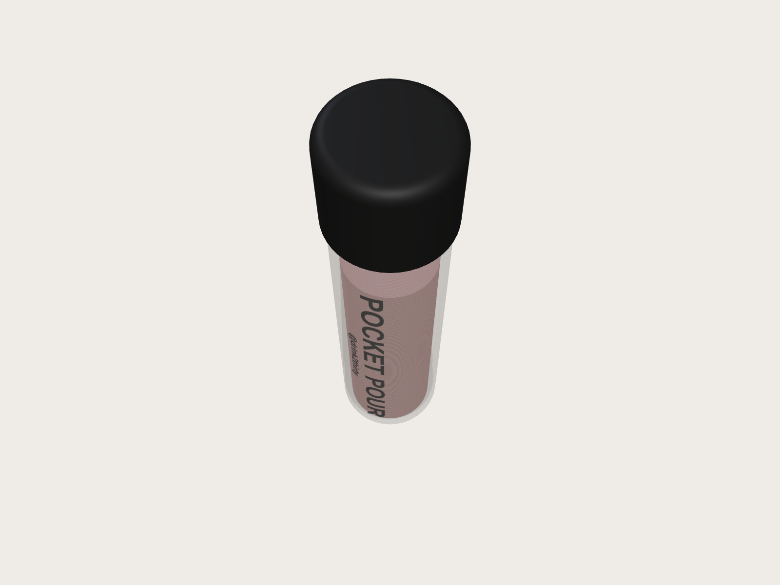 Pocket Pour tube seen from above, showing the black screw cap
