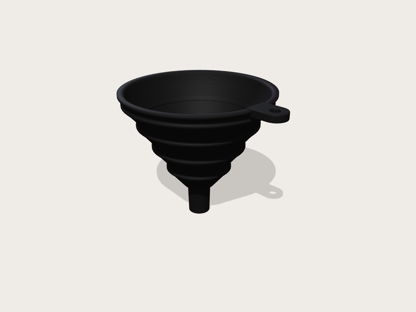 Collapsible silicone funnel, three-quarter view